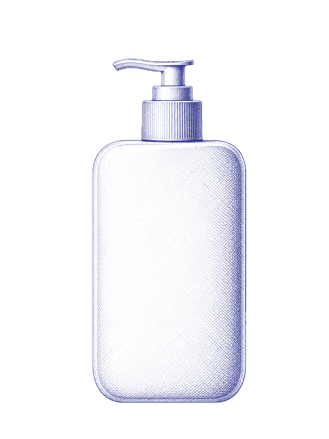 Blue line illustration of bottle and jar packaging